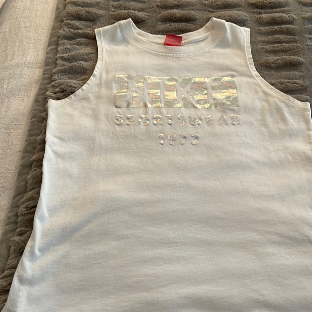 White with iridescent Nike writing
